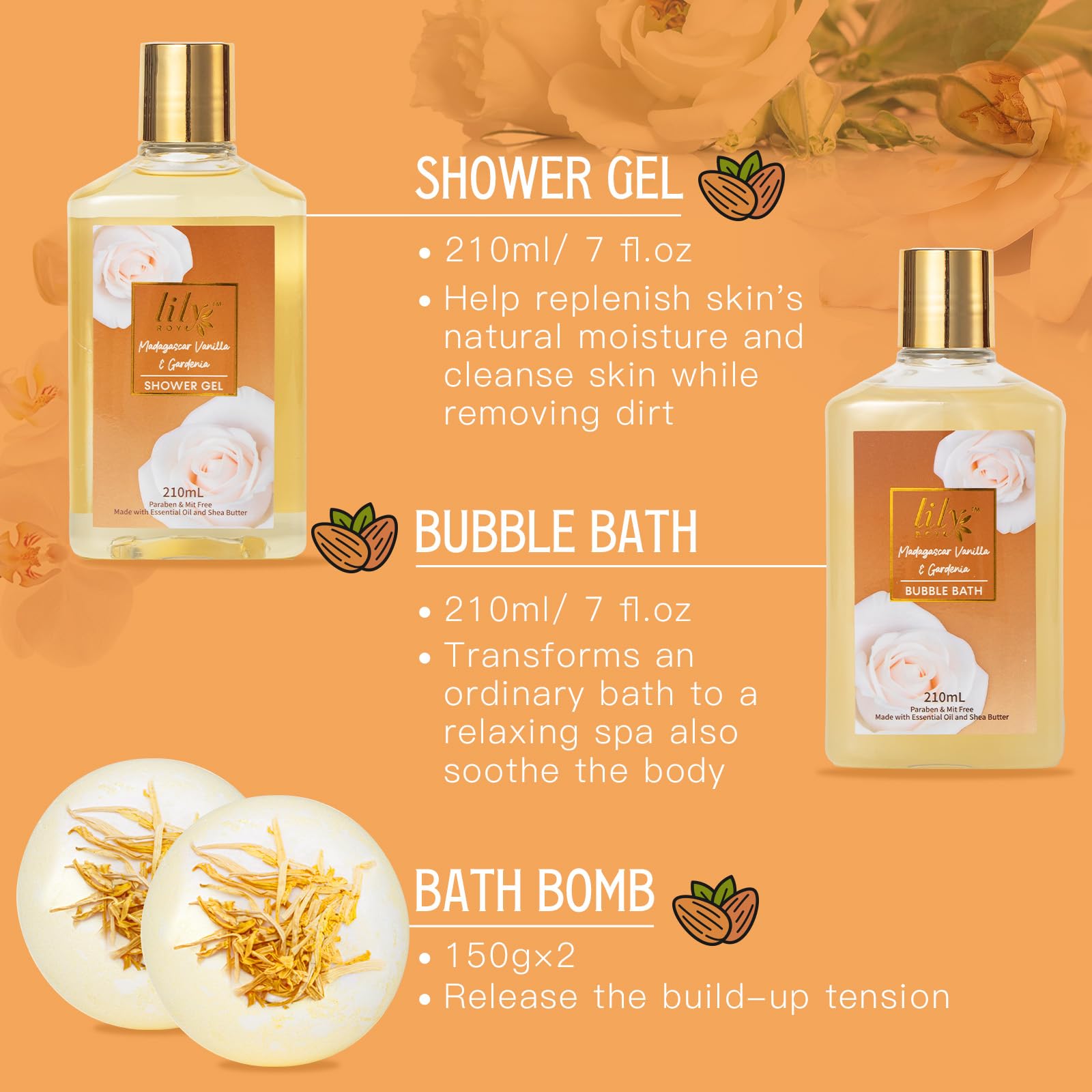 LILY ROY honey almond body scrub polishes skin with comforting scent