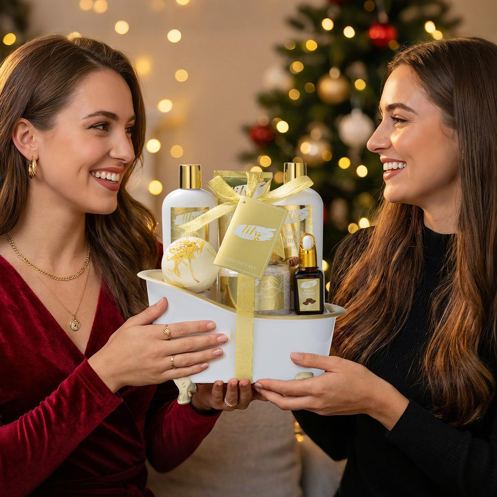 LILY ROY Honey Almond packaging emphasizes a festive, feel-good gift impression.