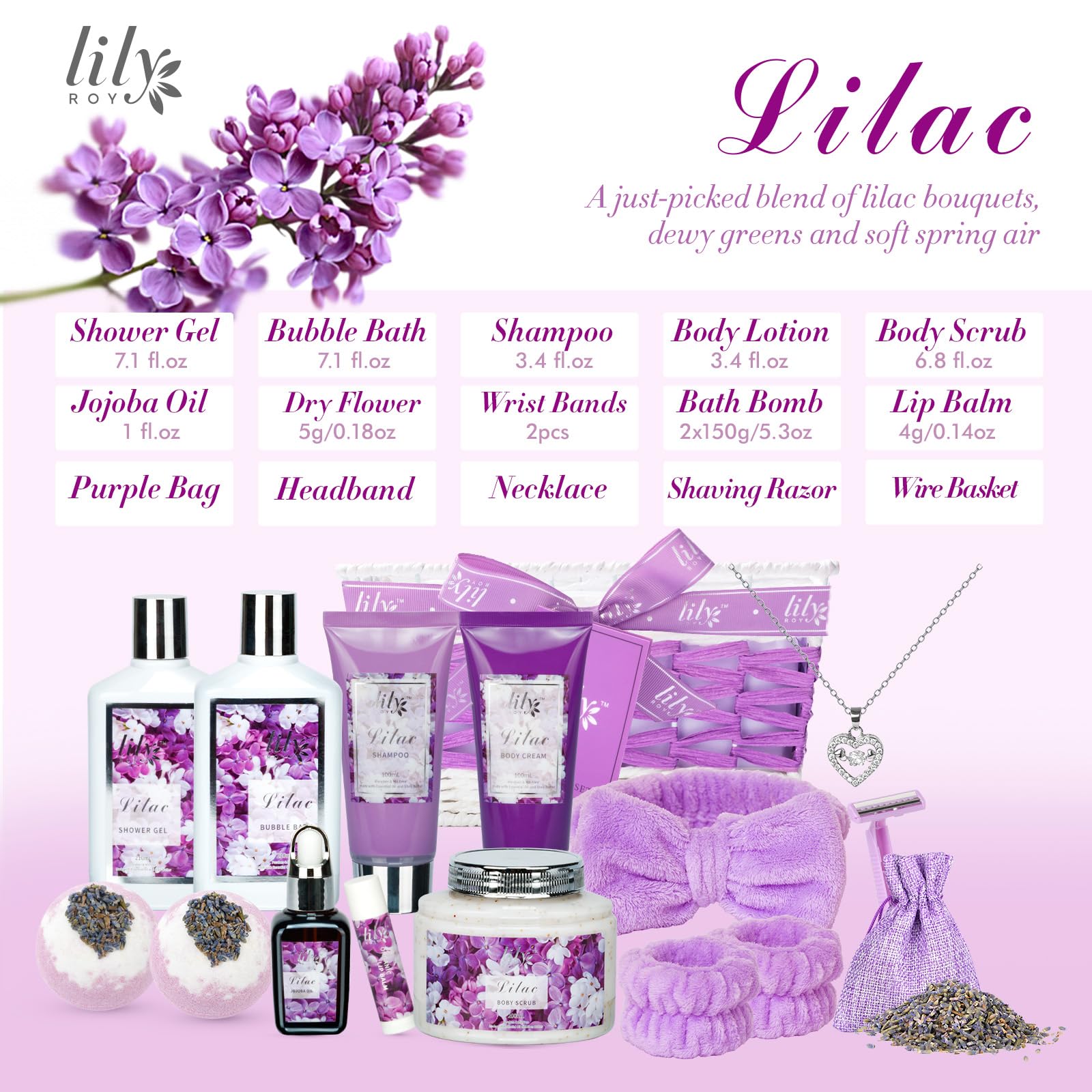 LILY ROY luxury spa gift basket displayed in elegant packaging