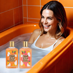 LILY ROY orange-mango fragrance fills the bath with fresh, tropical notes.
