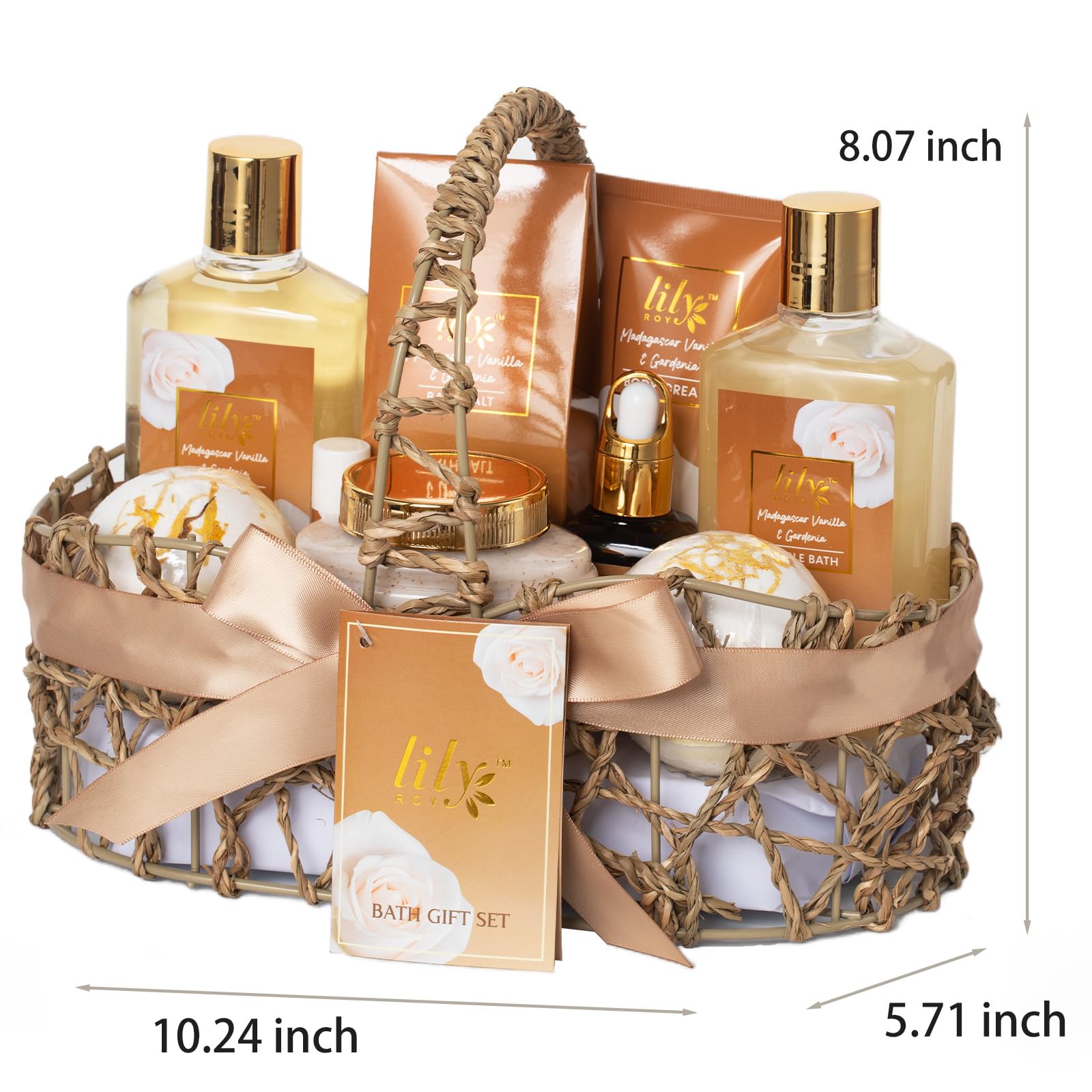 LILY ROY reusable weaved basket stores beauty essentials and decorates bath area