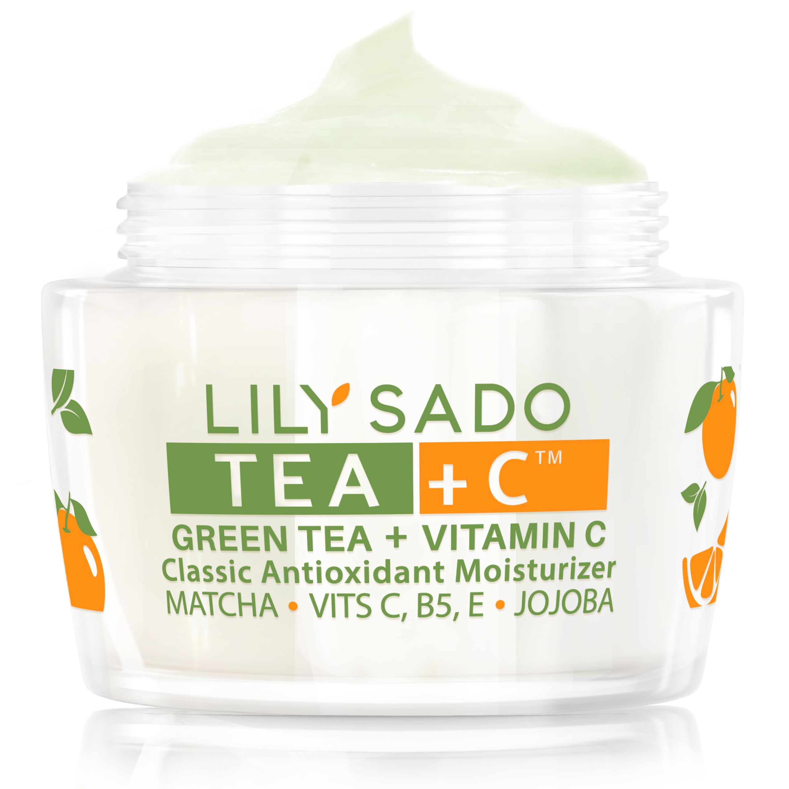 LILY SADO Tea+C moisturizer jar for lightweight hydration.