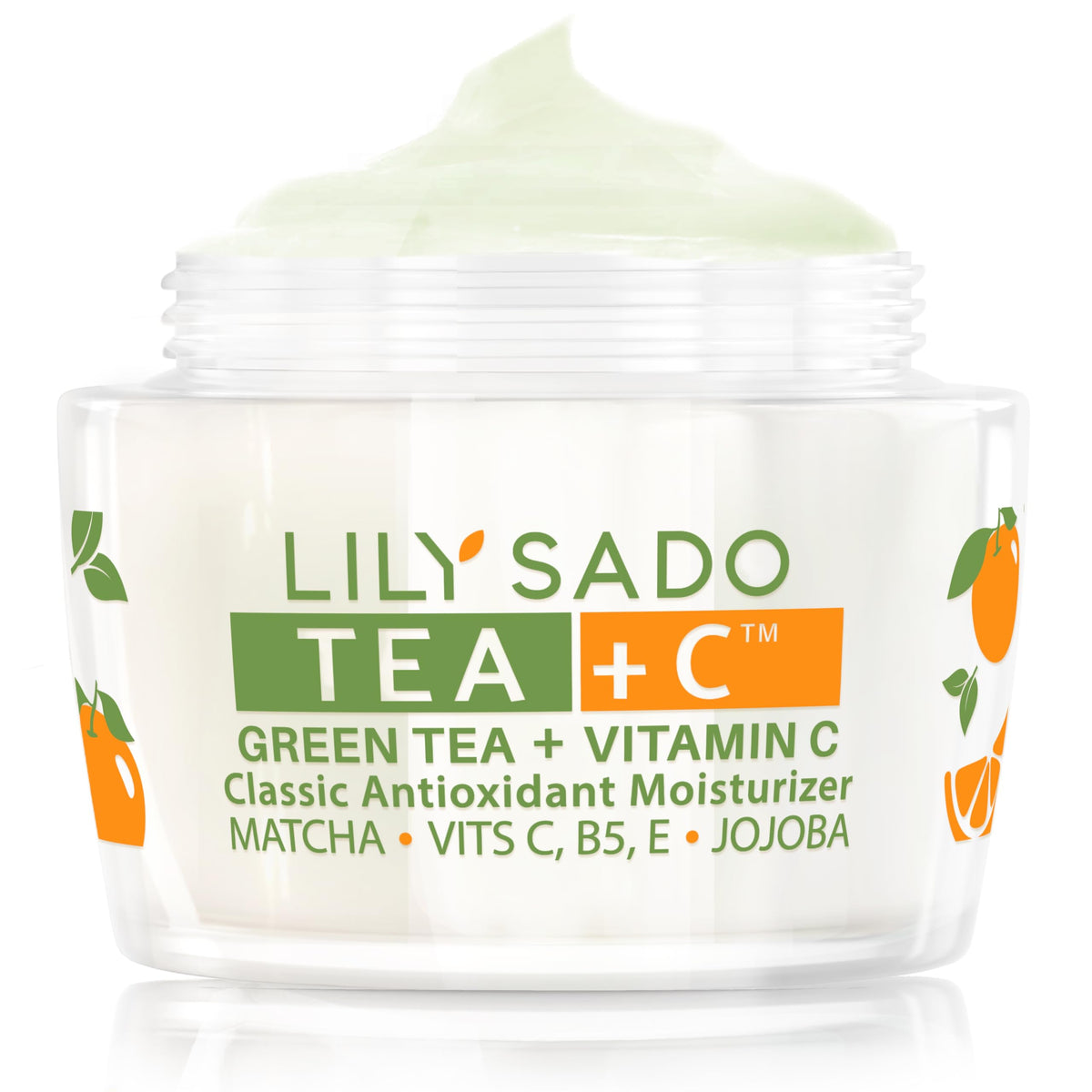 LILY SADO Tea+C moisturizer jar for lightweight hydration.