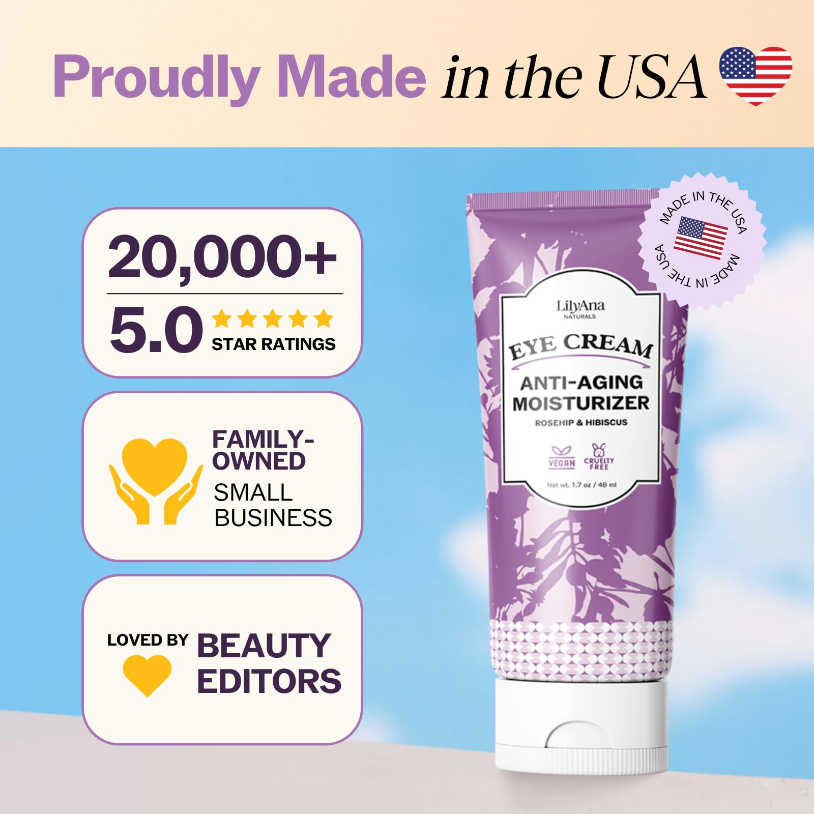 LilyAna Naturals packaging box and bottle reflecting a clean vegan formula.