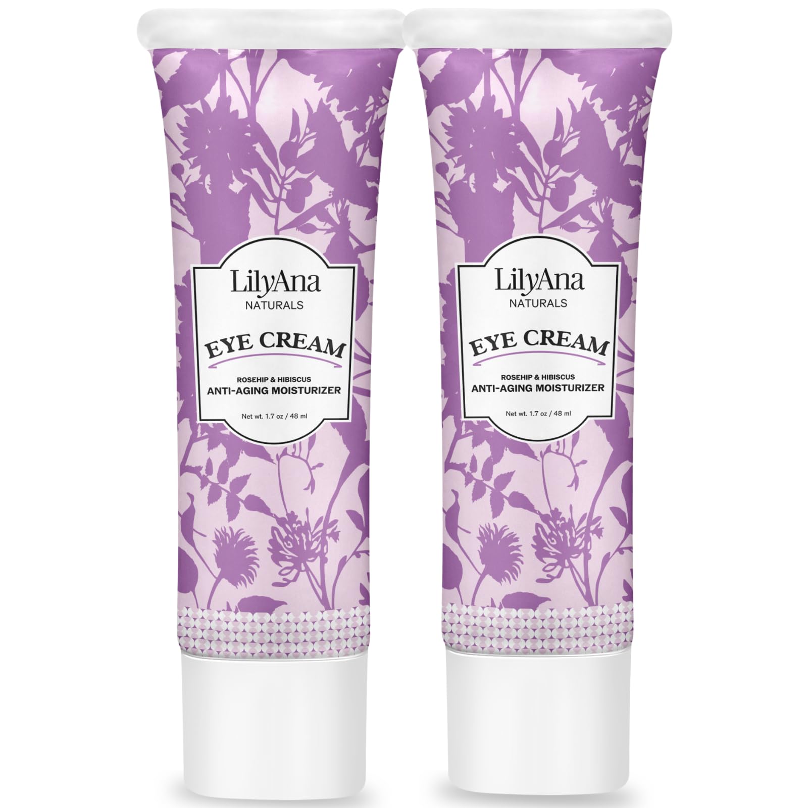 LilyAna Naturals eye cream for puffiness smooths under-eye bags.