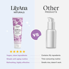 LilyAna Naturals Charcoal Face Scrub applying rub demonstrates gentle circular motion for even exfoliation.