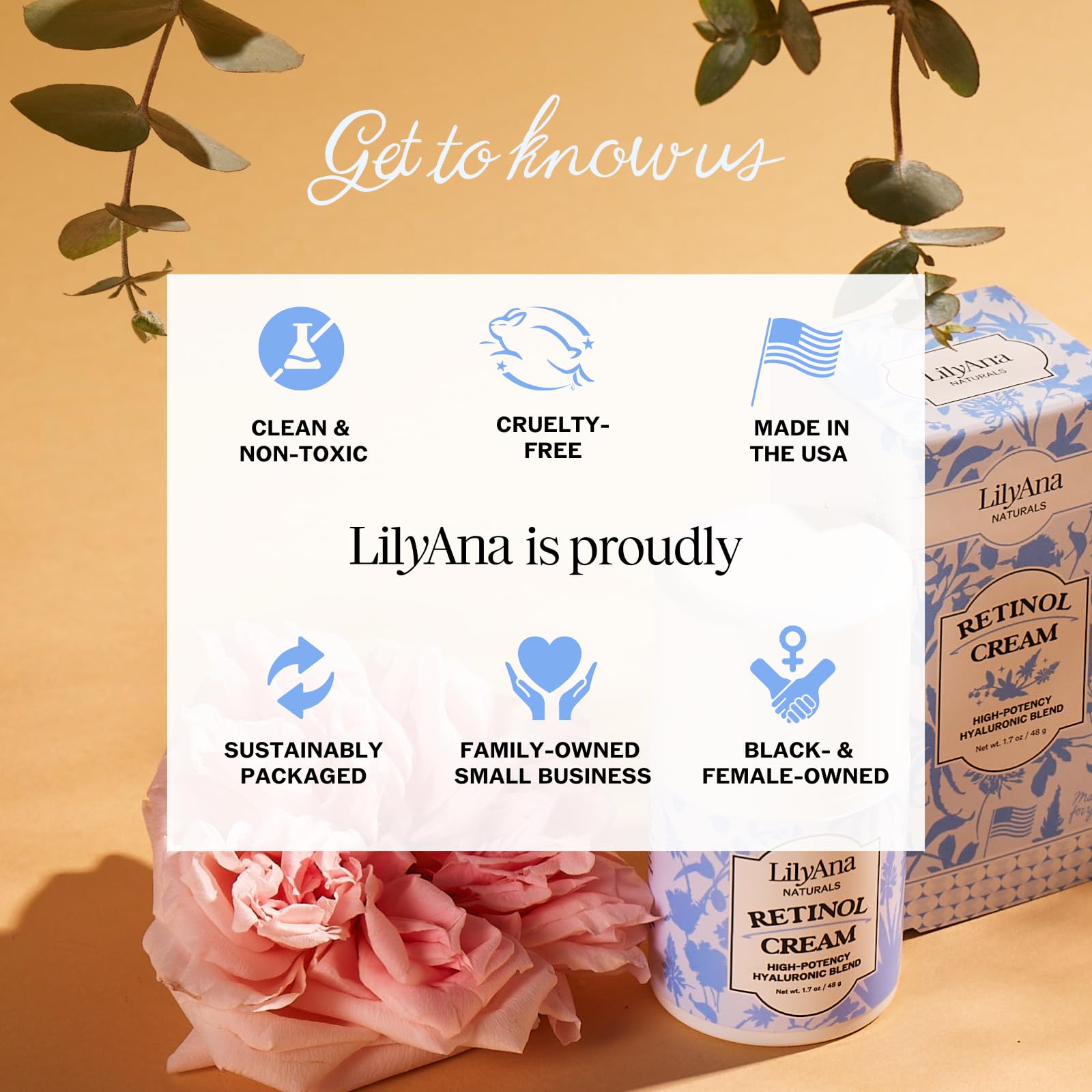 LilyAna Naturals vegan cruelty-free badge on packaging highlighting clean plant-based ingredients