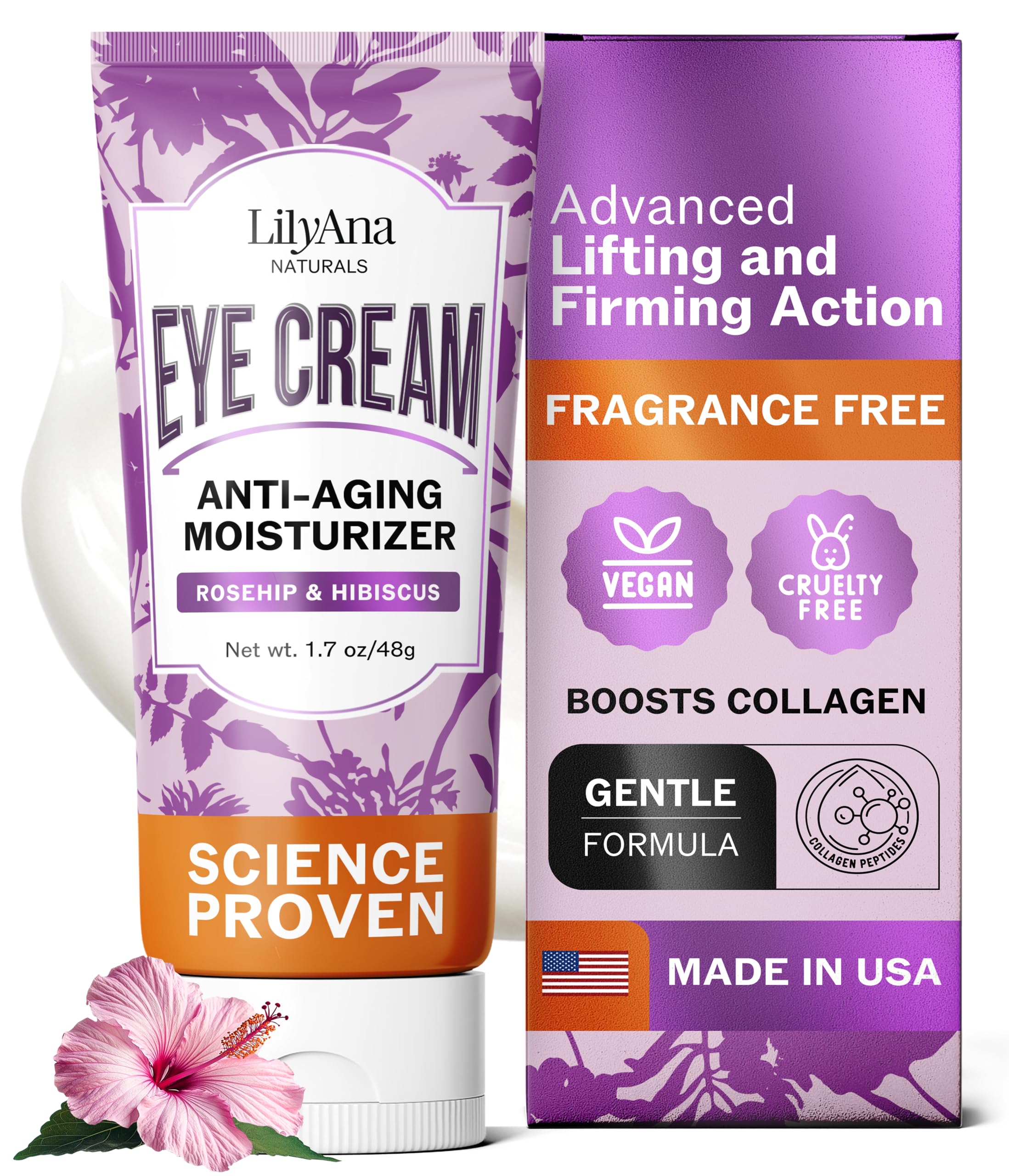 LilyAna Naturals Eye Cream jar close-up showing rich hydration for under-eye skin