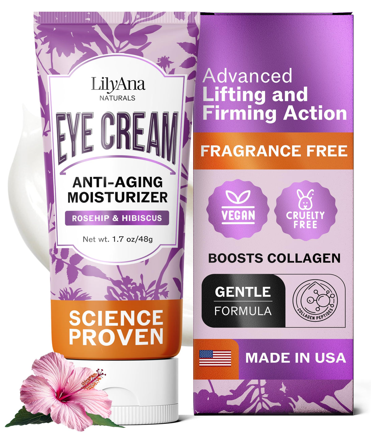 LilyAna Naturals Eye Cream jar close-up showing rich hydration for under-eye skin