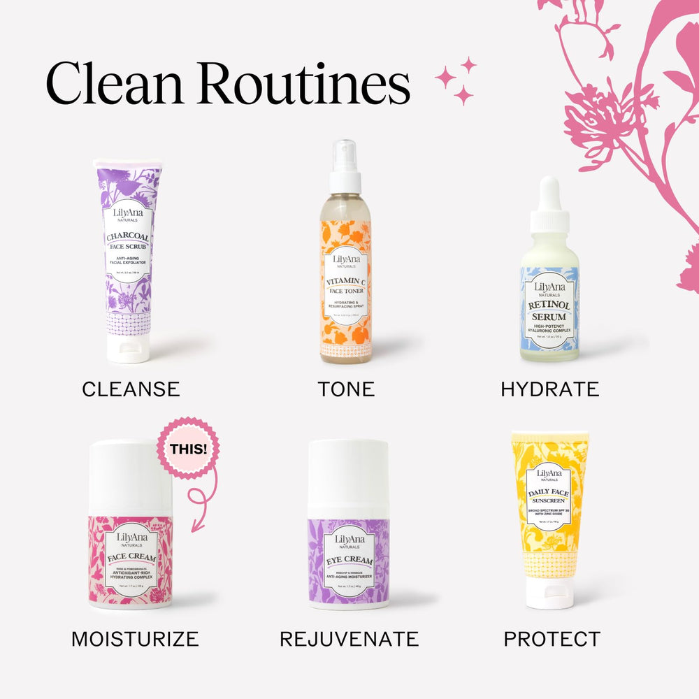 LilyAna Naturals face-neck cream on skin demonstrating quick absorption and non-greasy feel.