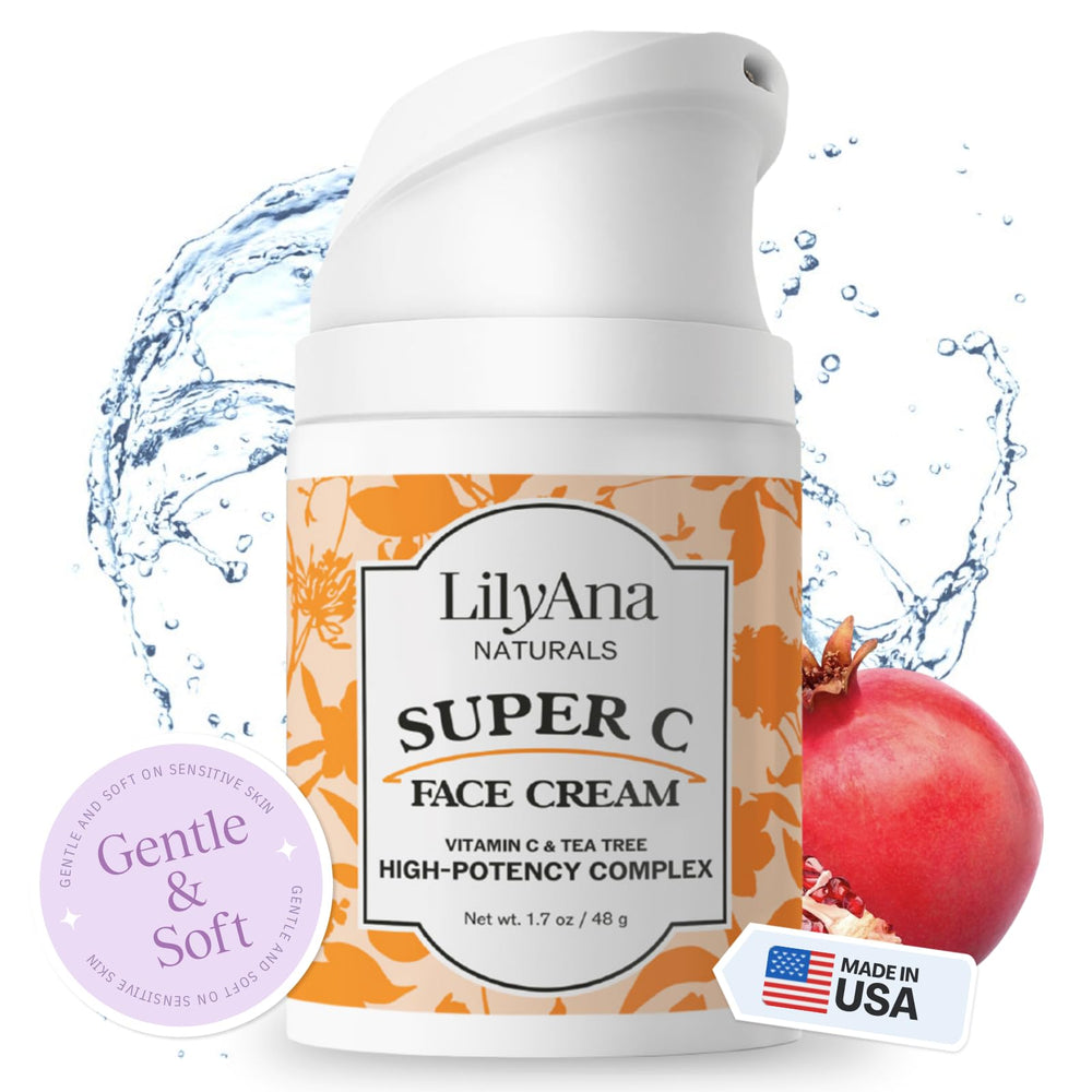 LilyAna Naturals face-neck moisturizer jar closeup showing lightweight hydration