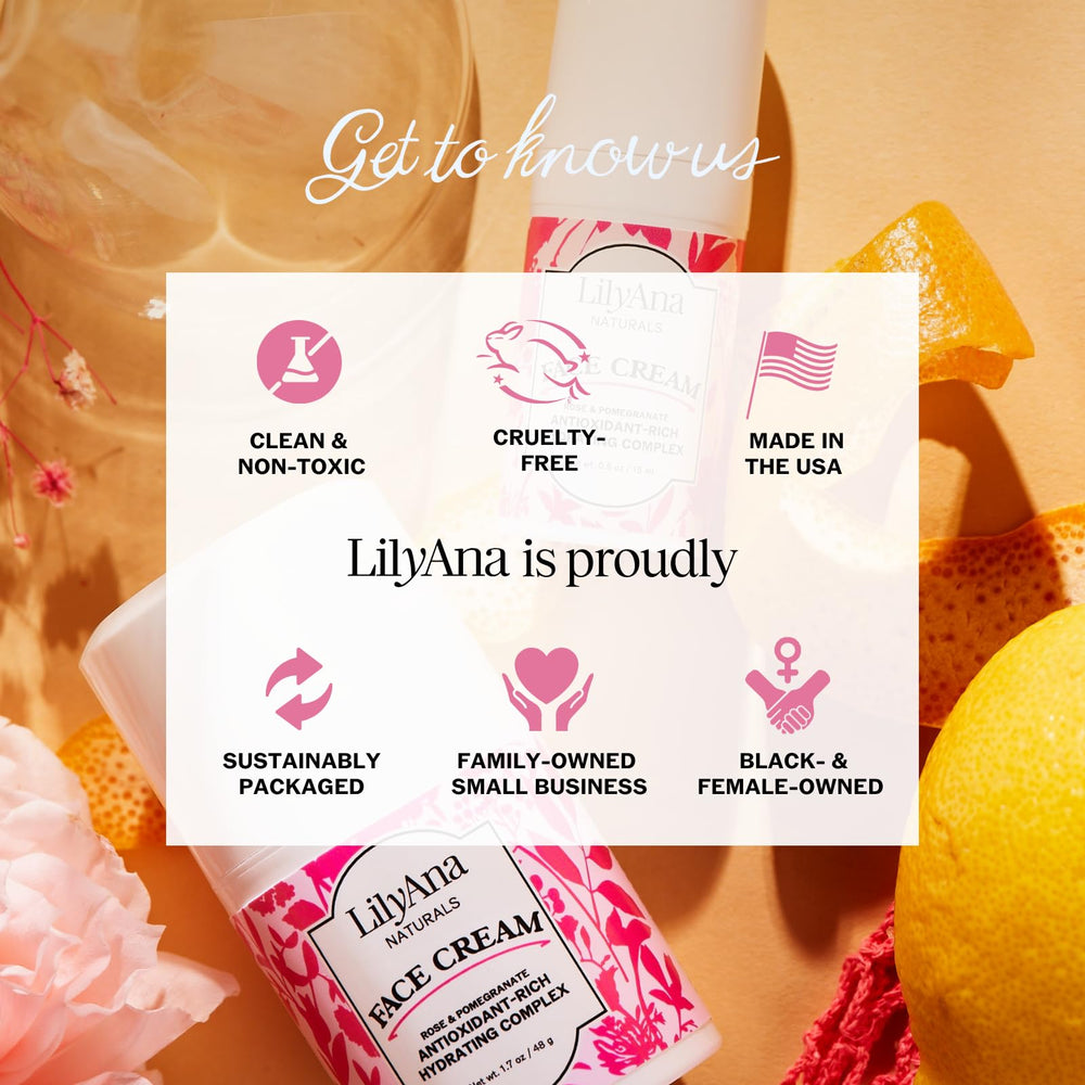 LilyAna Naturals 1.7oz pack imagery indicating value and multi-use routine.