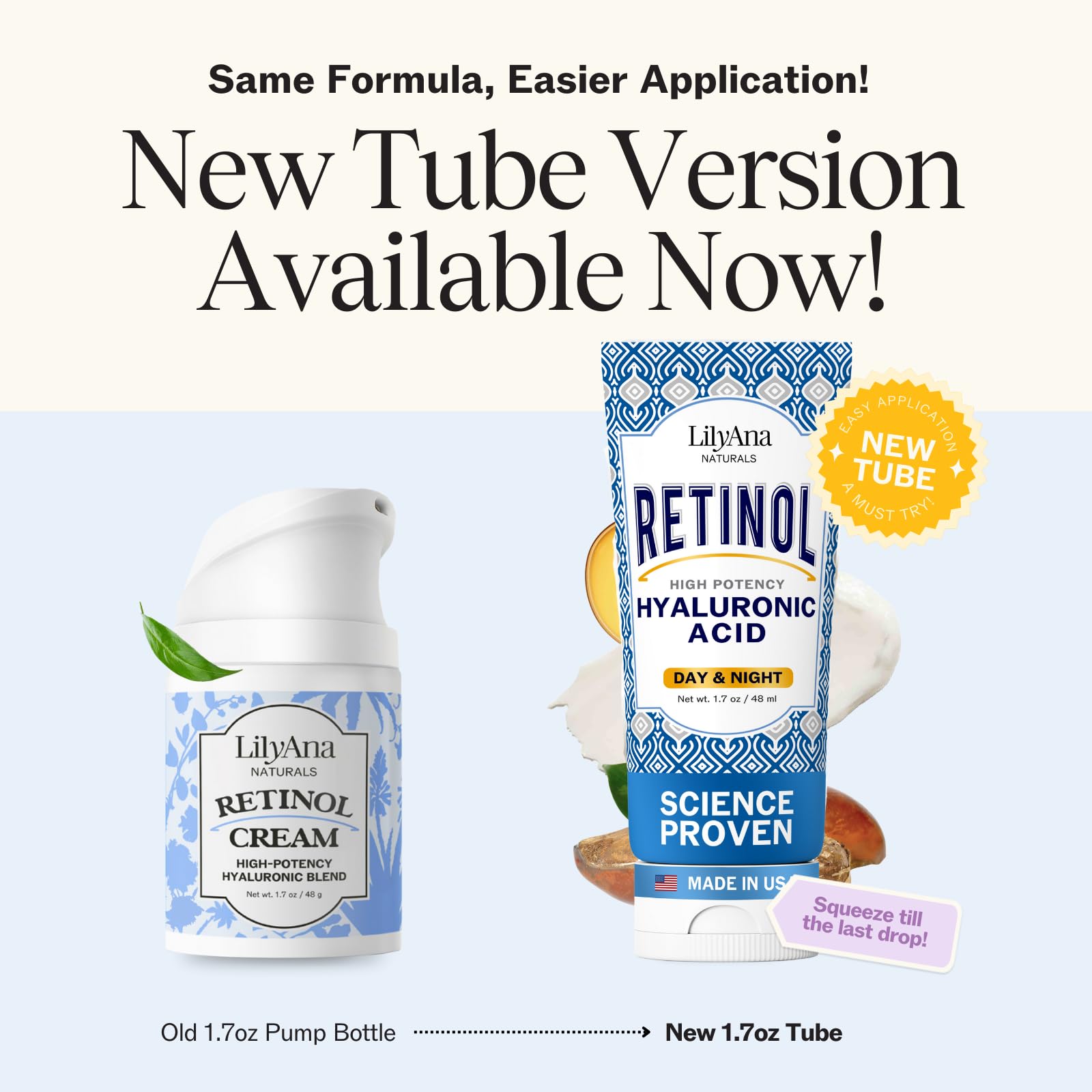 LilyAna Naturals Retinol Cream 2-pack packaging highlights value for routine care.