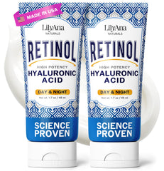 LilyAna Naturals Retinol Cream jar front showing hydrating anti-aging formula for daily use.
