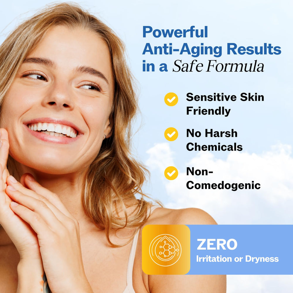 LilyAna Naturals Retinol Cream skincare routine scene with even tone and hydration.