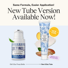 LilyAna Naturals retinol cream pump closeup for smoother skin during night routine.