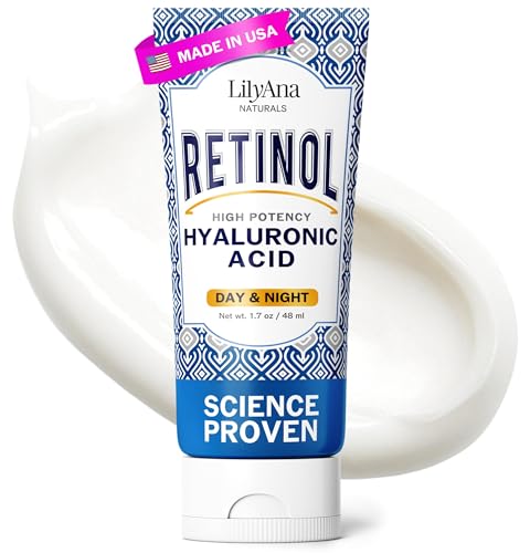 LilyAna Naturals retinol face cream tube closeup for smoother skin.
