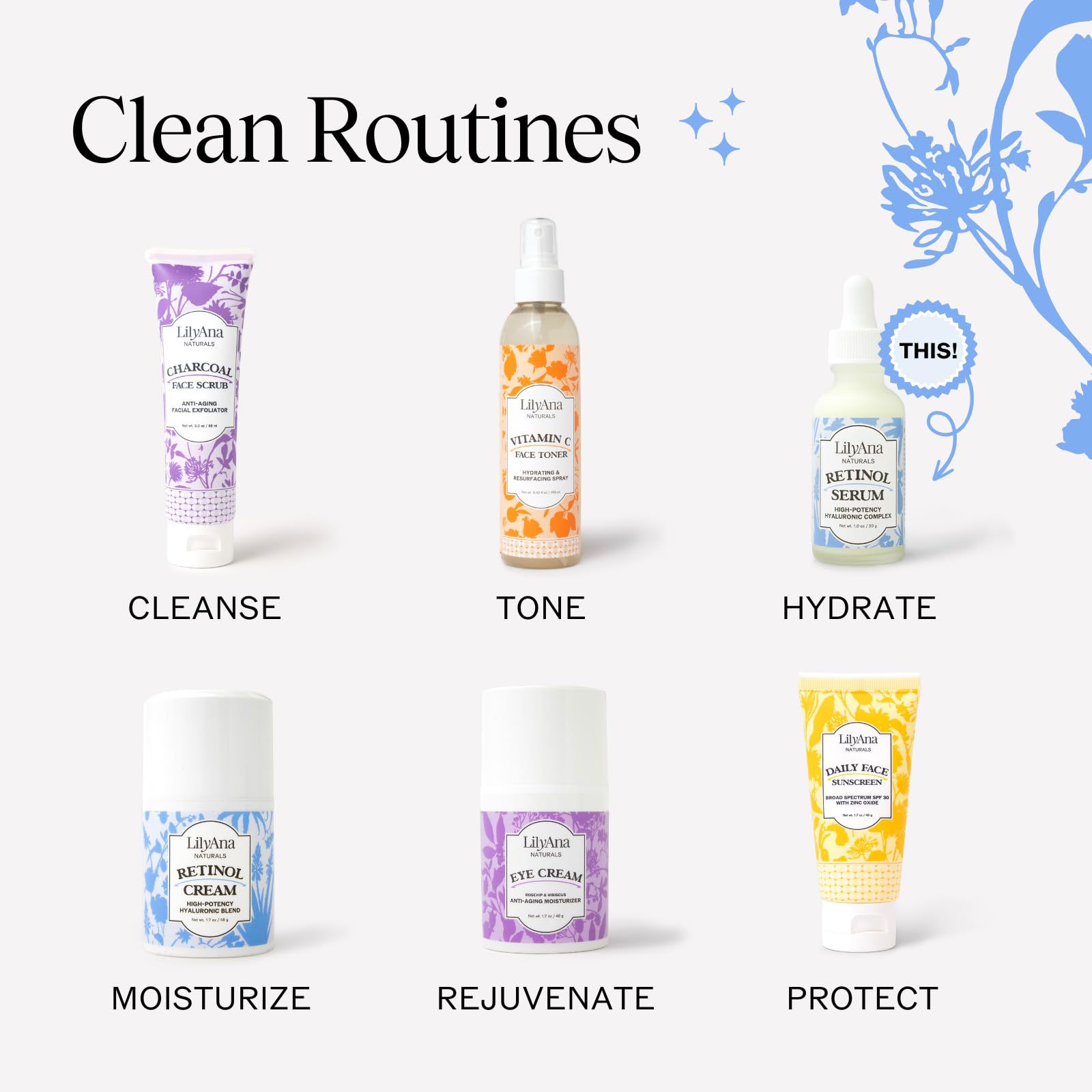 LilyAna Naturals retinol serum glow close-up on even skin tone.
