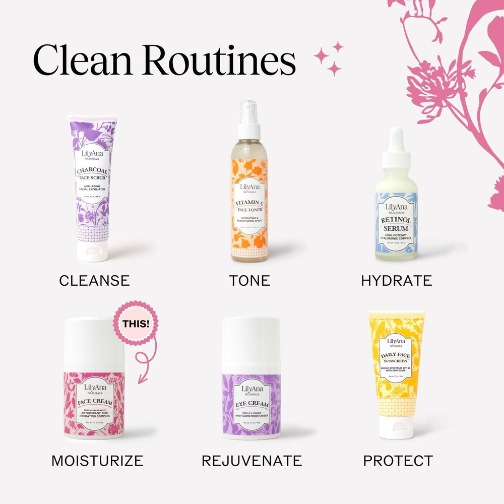 LilyAna Naturals USA-made packaging on shelf emphasizes clean, vegan skincare