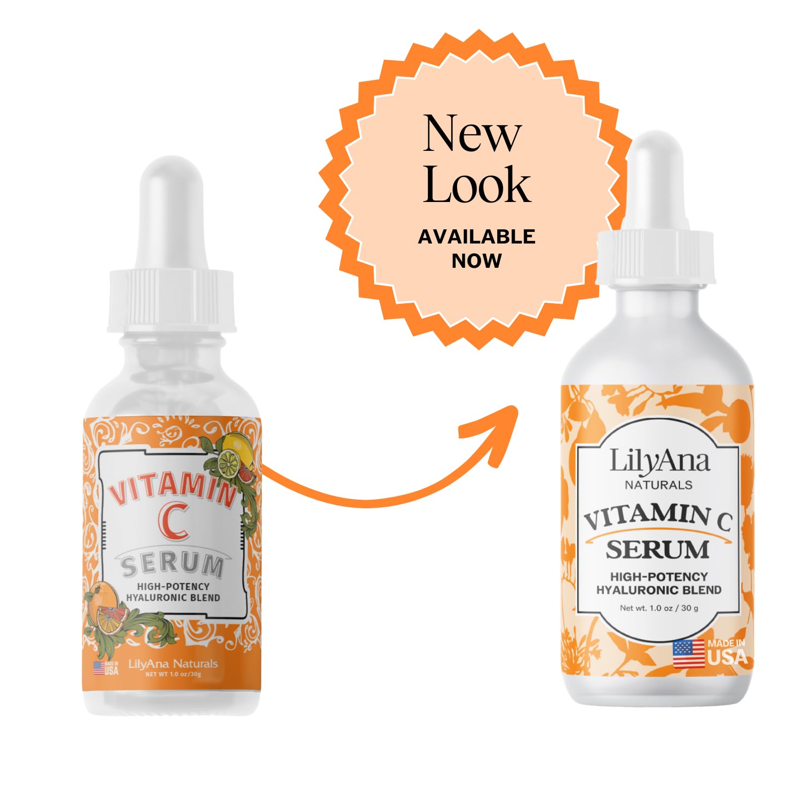 LilyAna Naturals Vitamin C Serum bottle display with subtle glow.