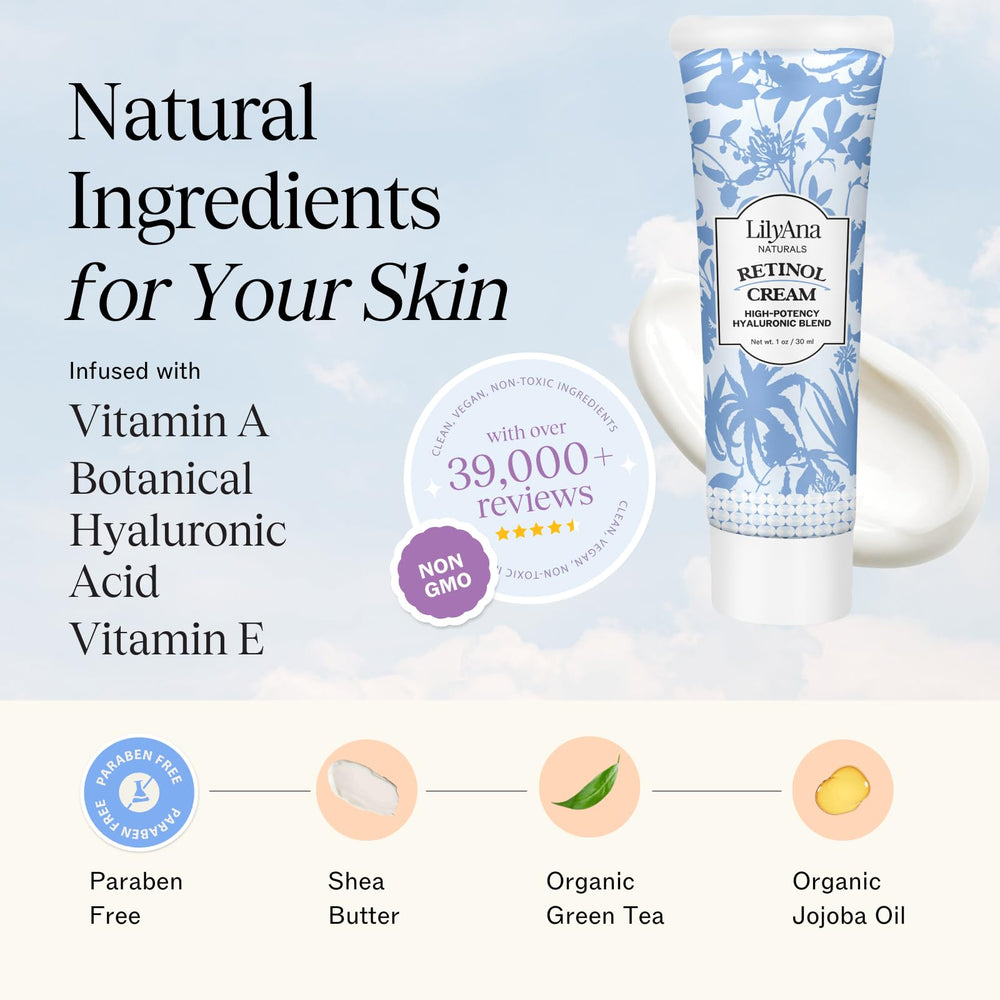 LilyAna Naturals vitamin E bottle close-up emphasizing nourishing hydration and elasticity support