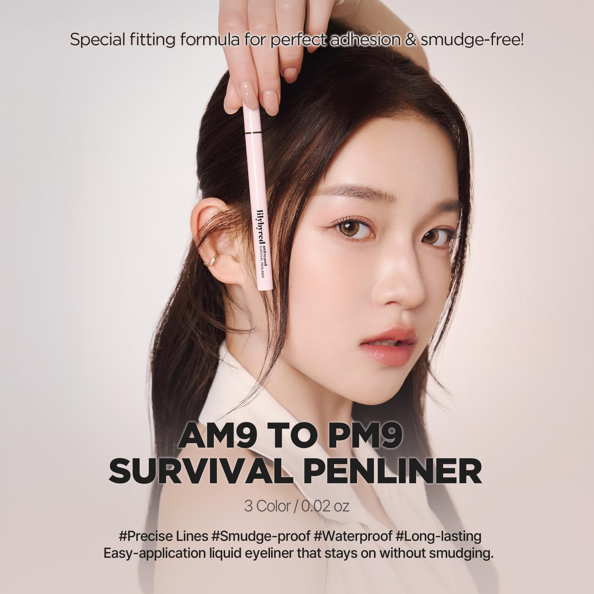 Lilybyred AM9 to PM9 Survival Penliner tip close up shows precise ultra fine brush