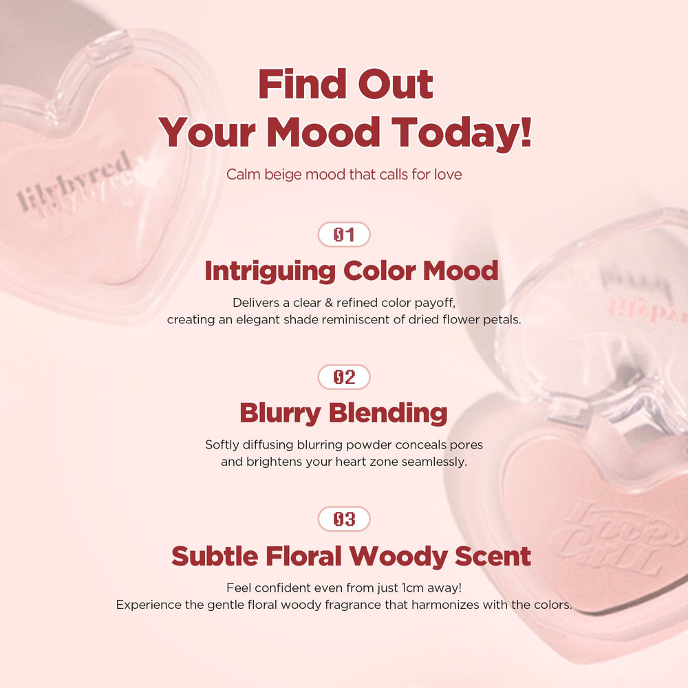 lilybyred Luv Beam Blur Cheek soft matte finish creates subtle glow.