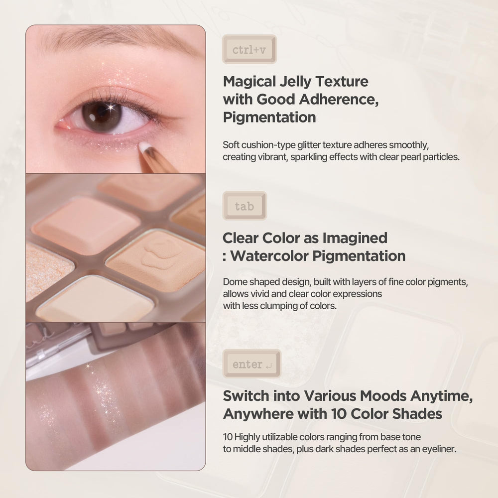 lilybyred mood keyboard dome design aids smooth, clump-free pigment application.