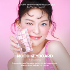 lilybyred Mood Keyboard swatches highlight matte, shimmer, and jelly textures for versatile finishes.