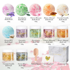 LILY ROY bath bombs 100g set—moisturizing bubbles for a relaxing home spa.
