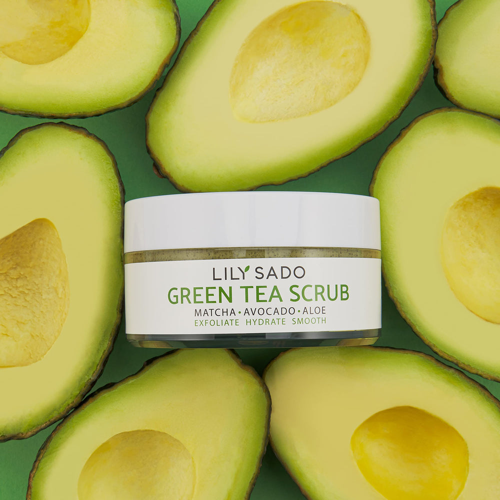 LILY SADO Matcha Made in Heaven scrub texture demonstrates gentle exfoliation.