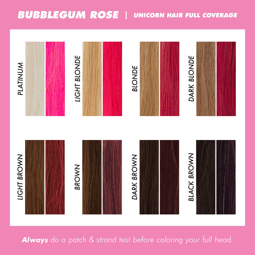 Lime Crime Unicorn Hair Dye Bubblegum Rose wet hair after application for glossy color