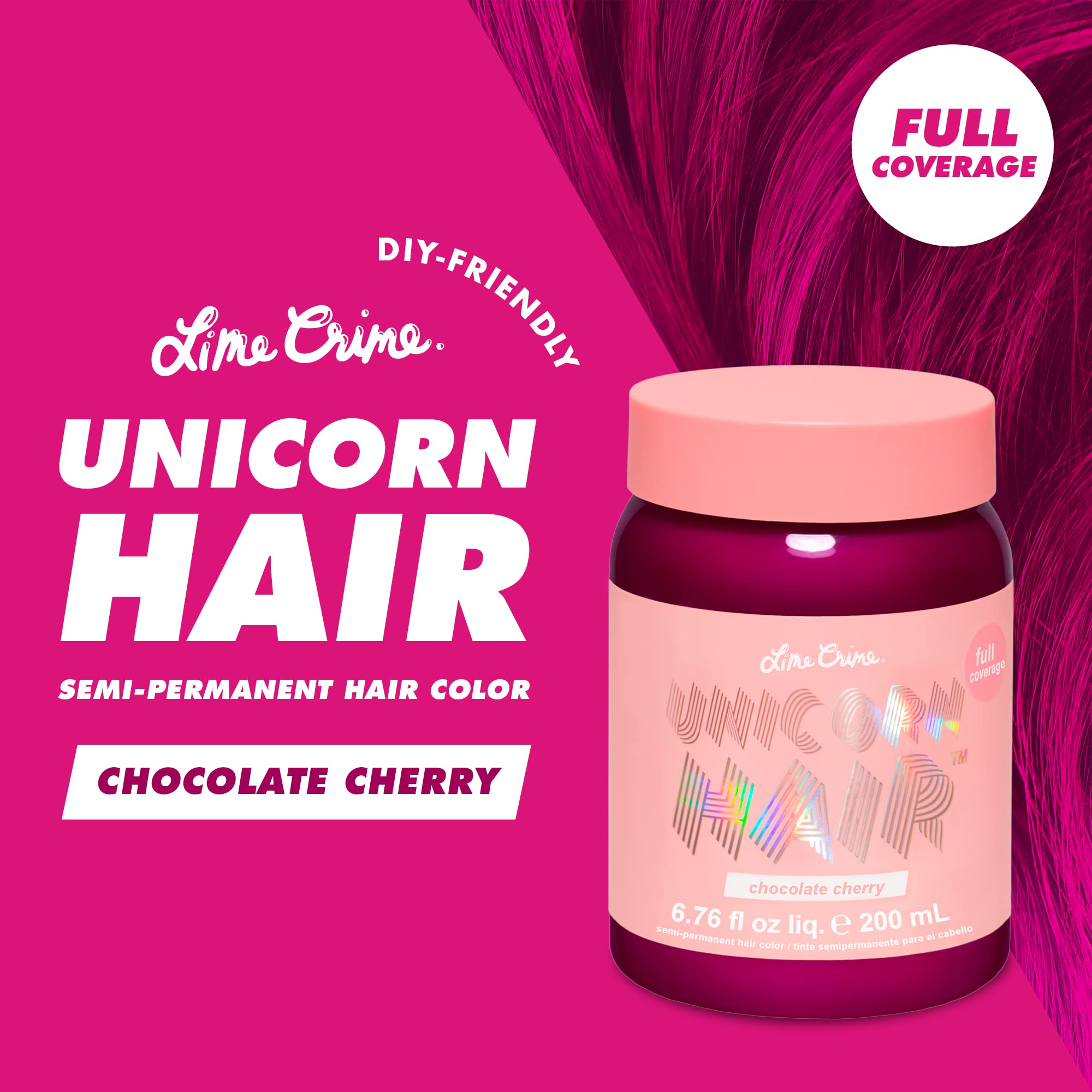 Lime Crime Unicorn Hair Chocolate Cherry jar closeup with creamy formula ready to apply