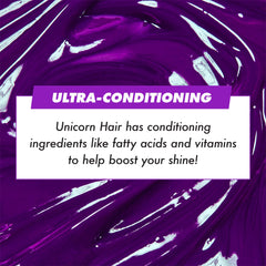 Lime Crime Unicorn Hair Dye Genie bottle shows deep violet-purple shade for bold DIY color