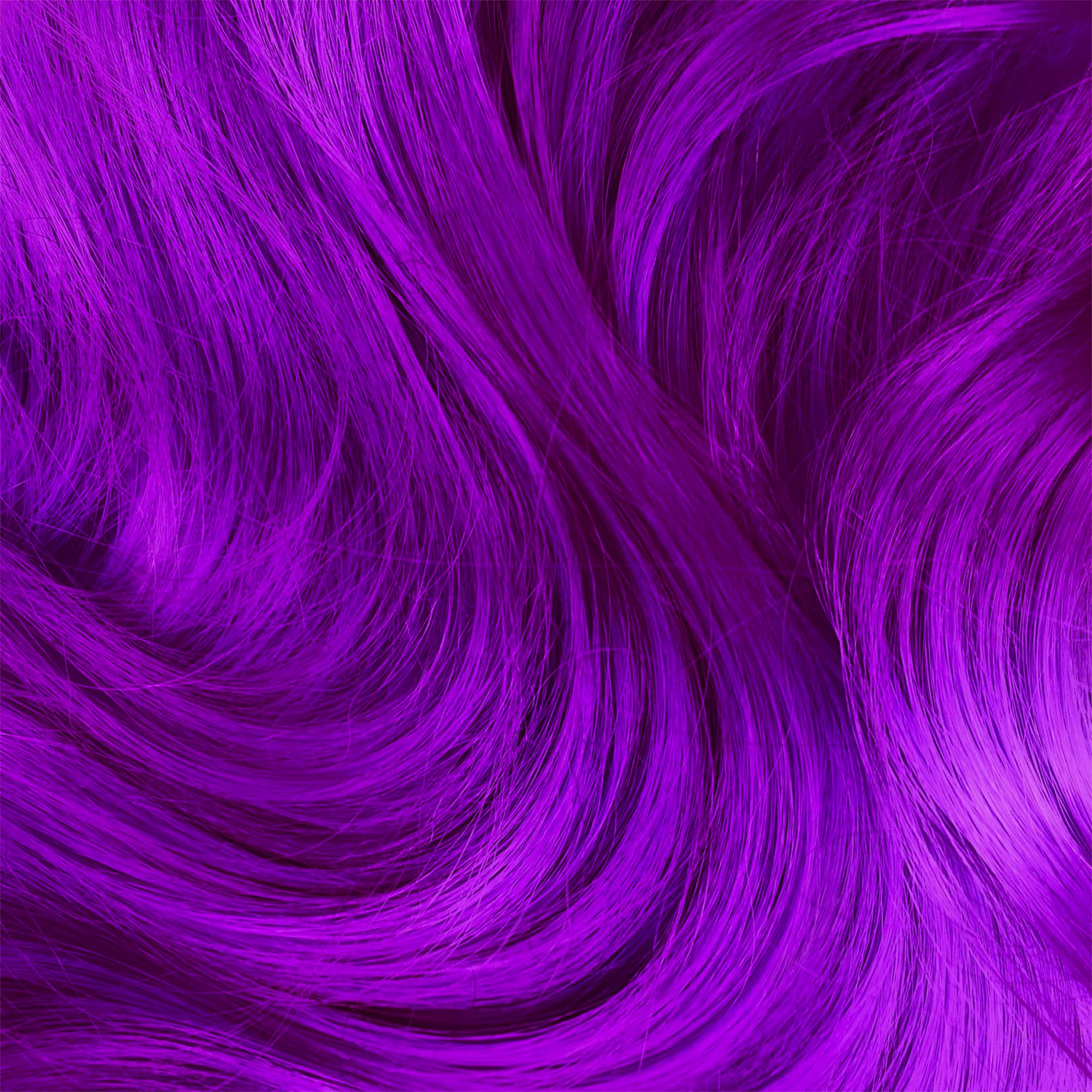 Lime Crime Unicorn Hair Dye Genie color swirl emphasizes saturated purple pigment