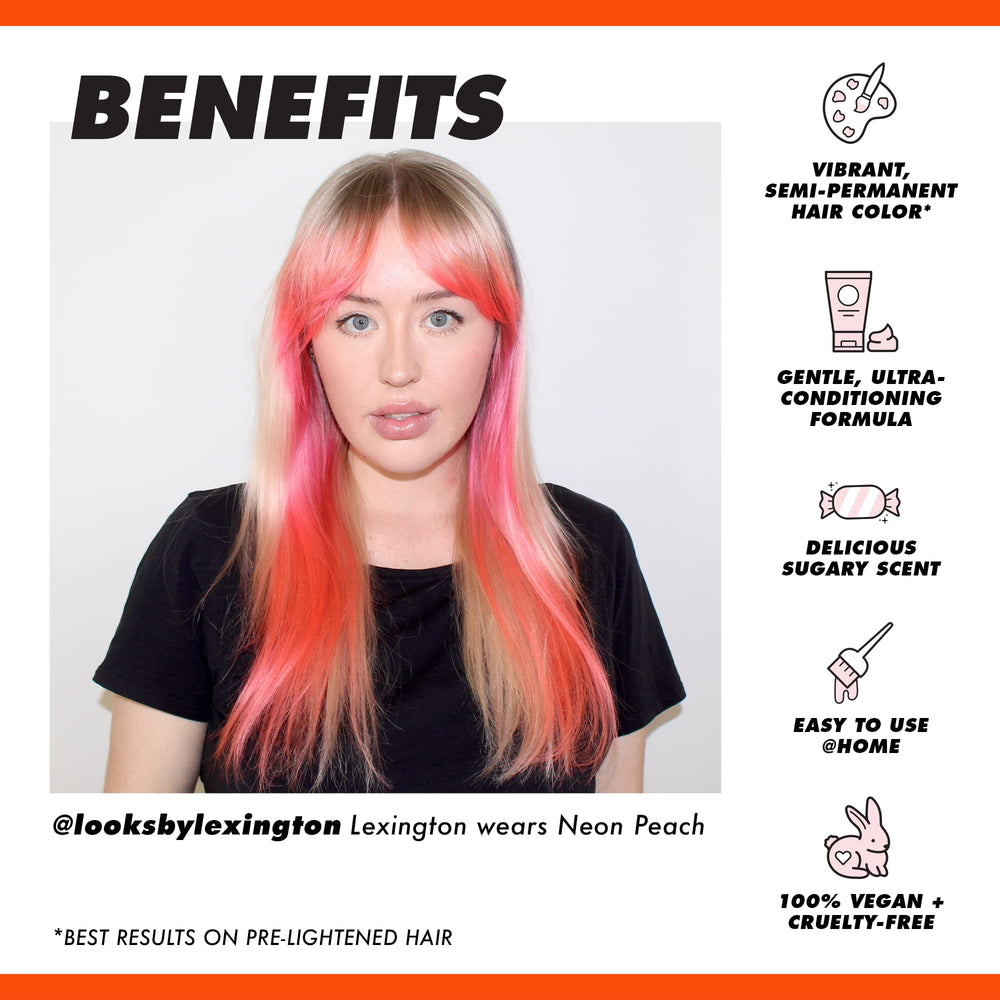 Lime Crime Neon Peach applying at home for bold color transformation
