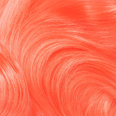 Lime Crime Neon Peach swatches reveal saturated pigment on sample strands