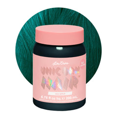 Lime Crime Unicorn Hair Dye Sea Witch bottle ready for vibrant teal transformation.