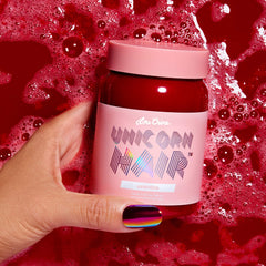 Lime Crime Unicorn Hair Dye Valentine applicator gloves illustrate mess-free application.