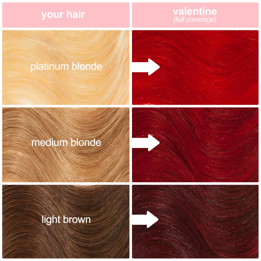 Lime Crime Unicorn Hair Dye Valentine foam-lather image highlights conditioning formula for silky hair.