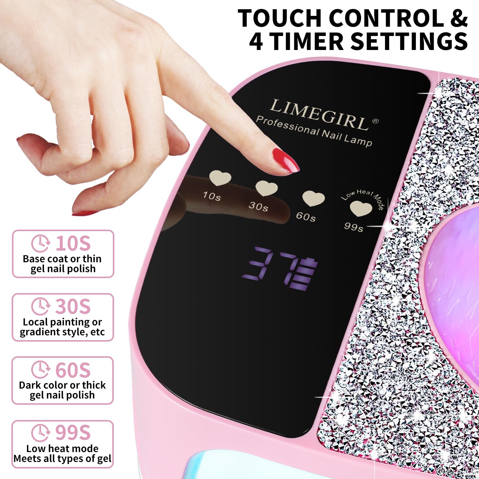 LimeGirl 7800mAh battery emphasizes long cordless operation.