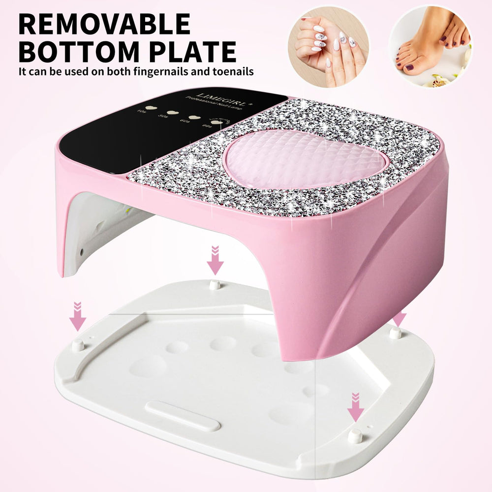 LimeGirl Nail Lamp in use demonstrates hands-free infrared auto-start.