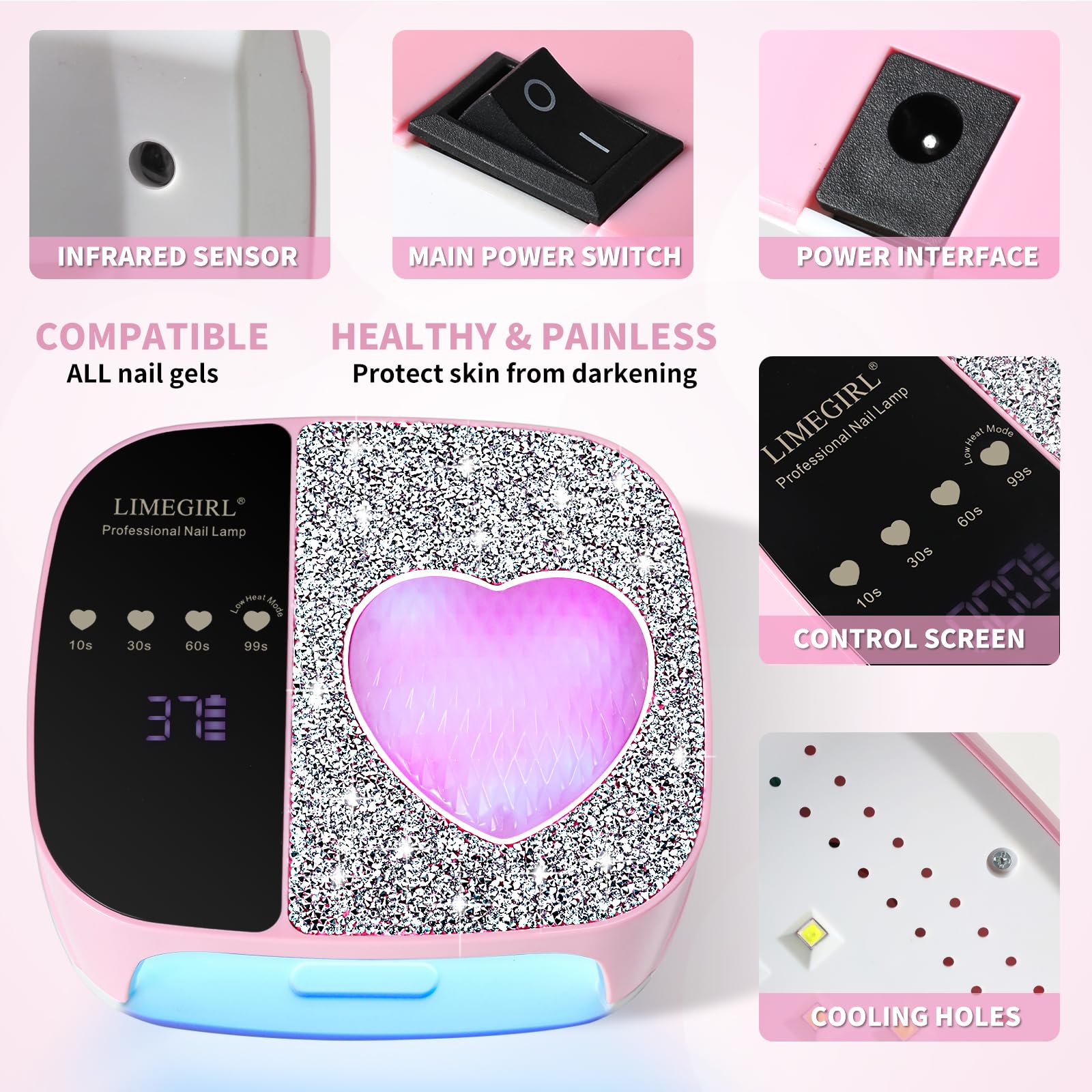 LimeGirl infrared sensor activates automatically for seamless curing.