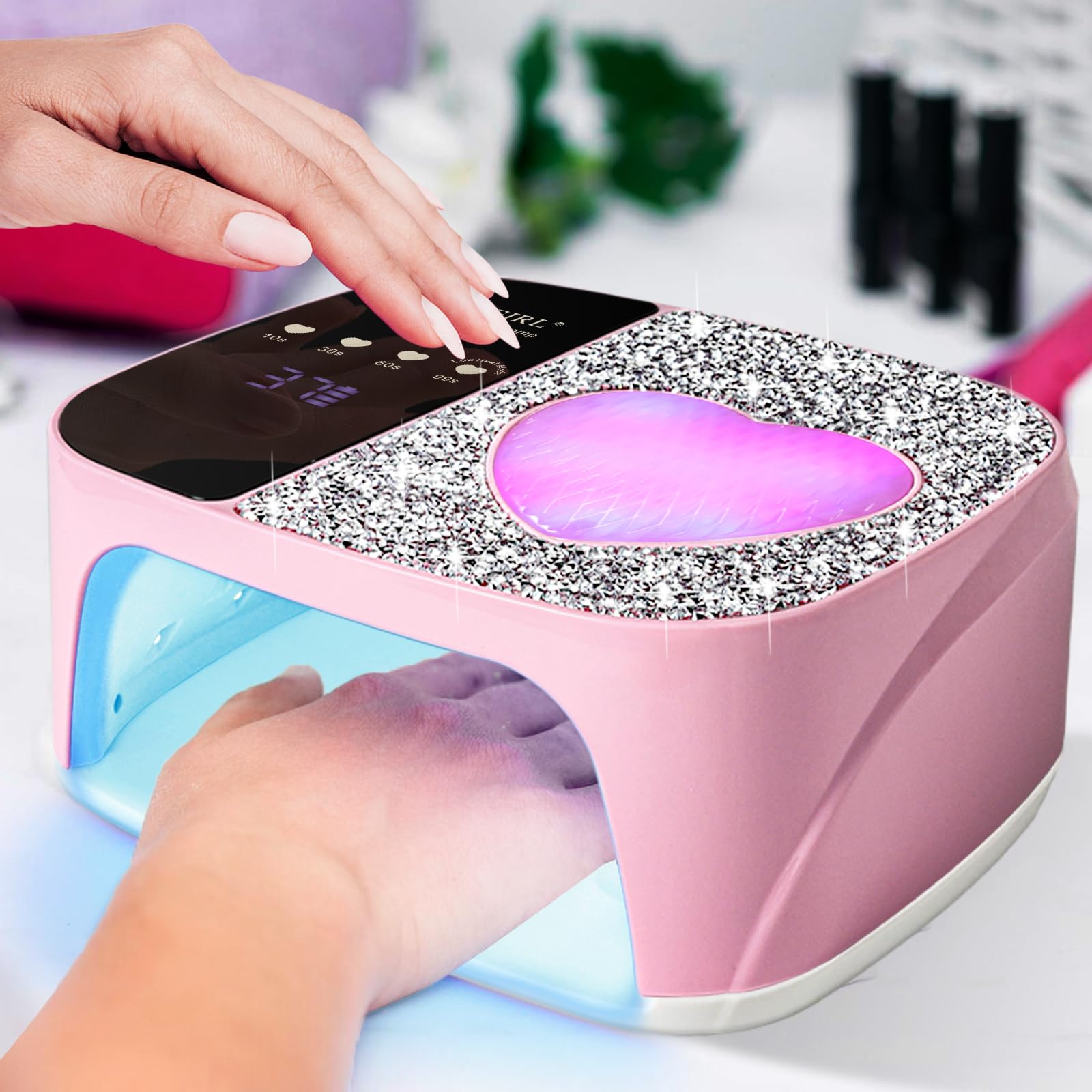 LimeGirl rhinestone cover and ambient light add luxury and ambience.