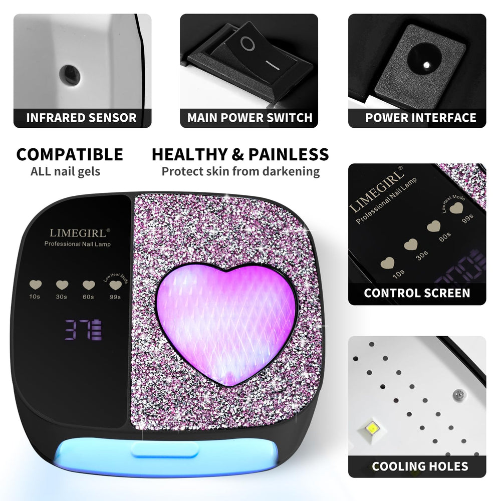 LimeGirl UV LED Nail Lamp with 36 high power LEDs providing fast gel curing