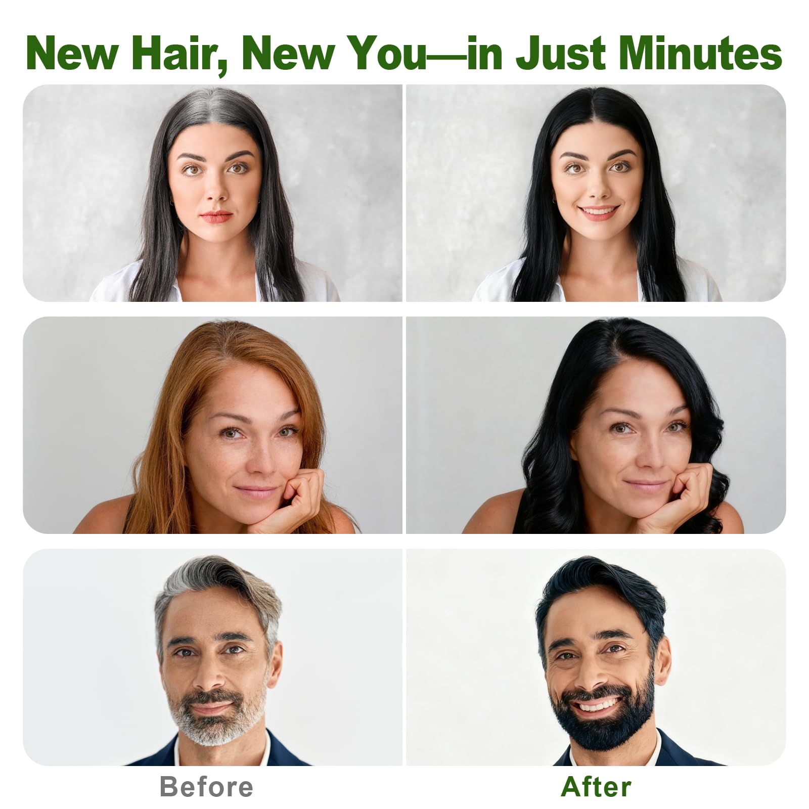 Limer Hair Dye Shampoo application on dry hair demonstrates simple 20–40 minute color process.
