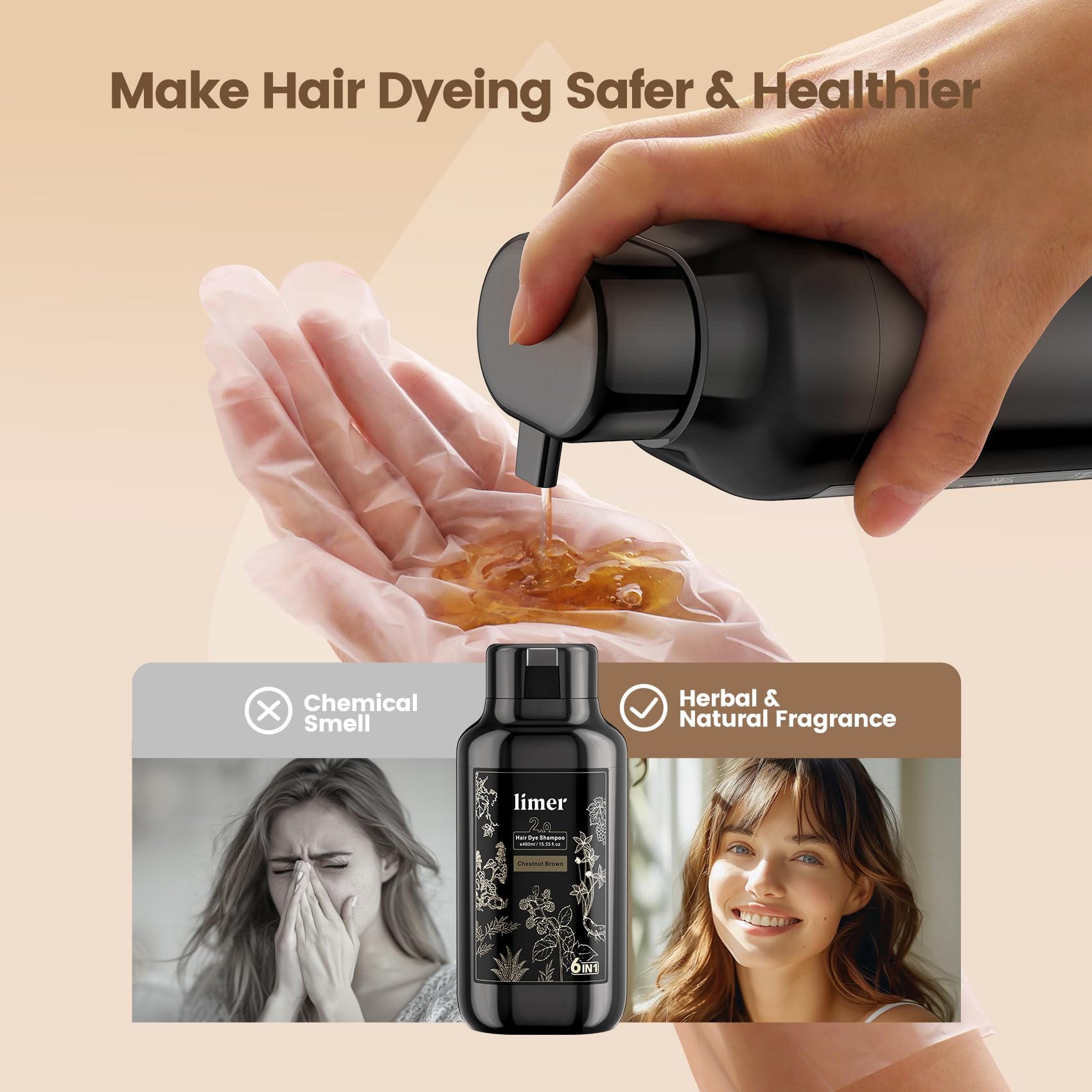 Limer Hair Dye Shampoo provides quick gray coverage for a refreshed look.