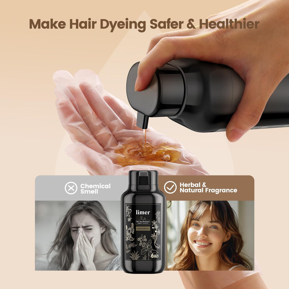 Limer Hair Dye Shampoo provides quick gray coverage for a refreshed look.