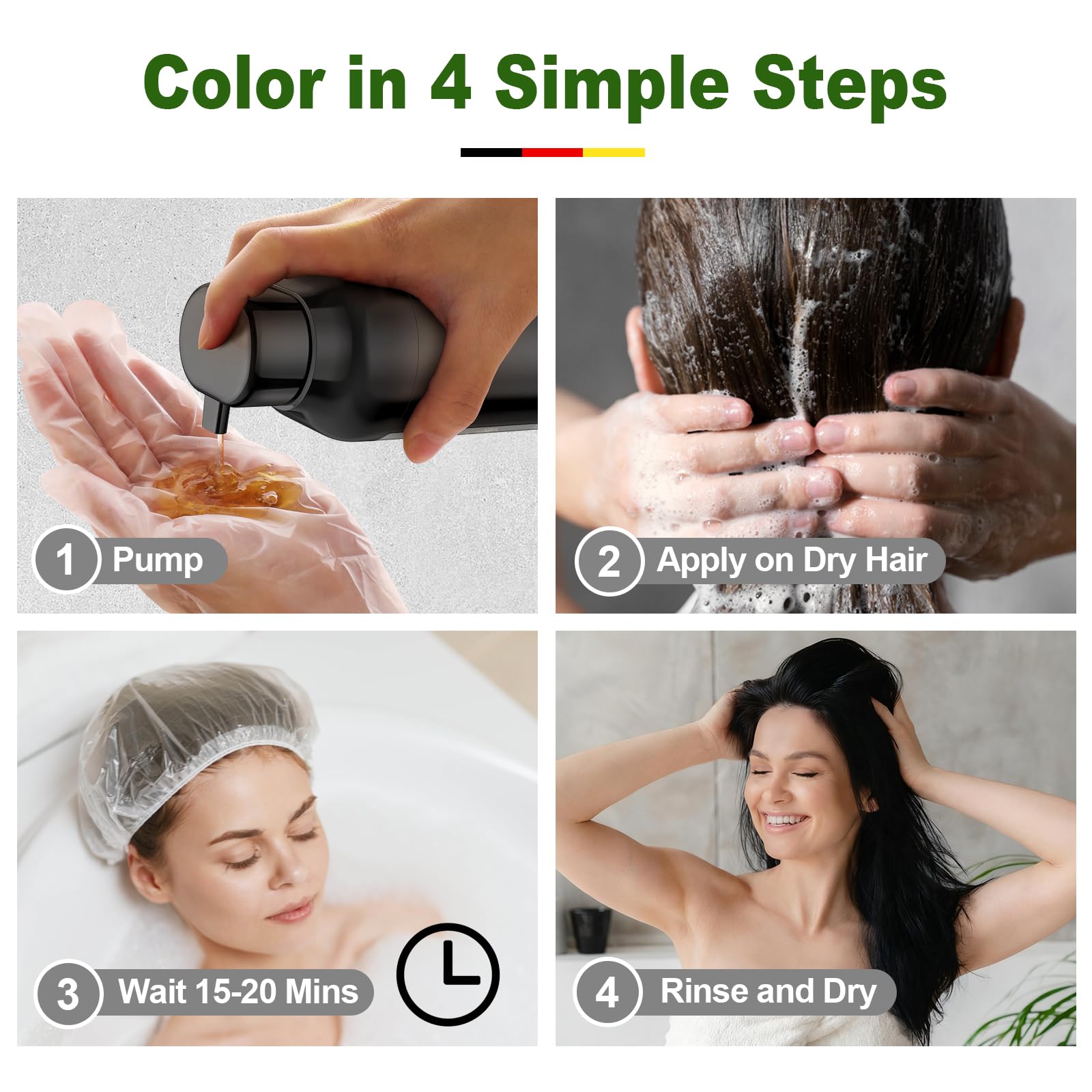 Limer Hair Dye Shampoo gray-coverage result shows refreshed, vibrant, salon-like hair.