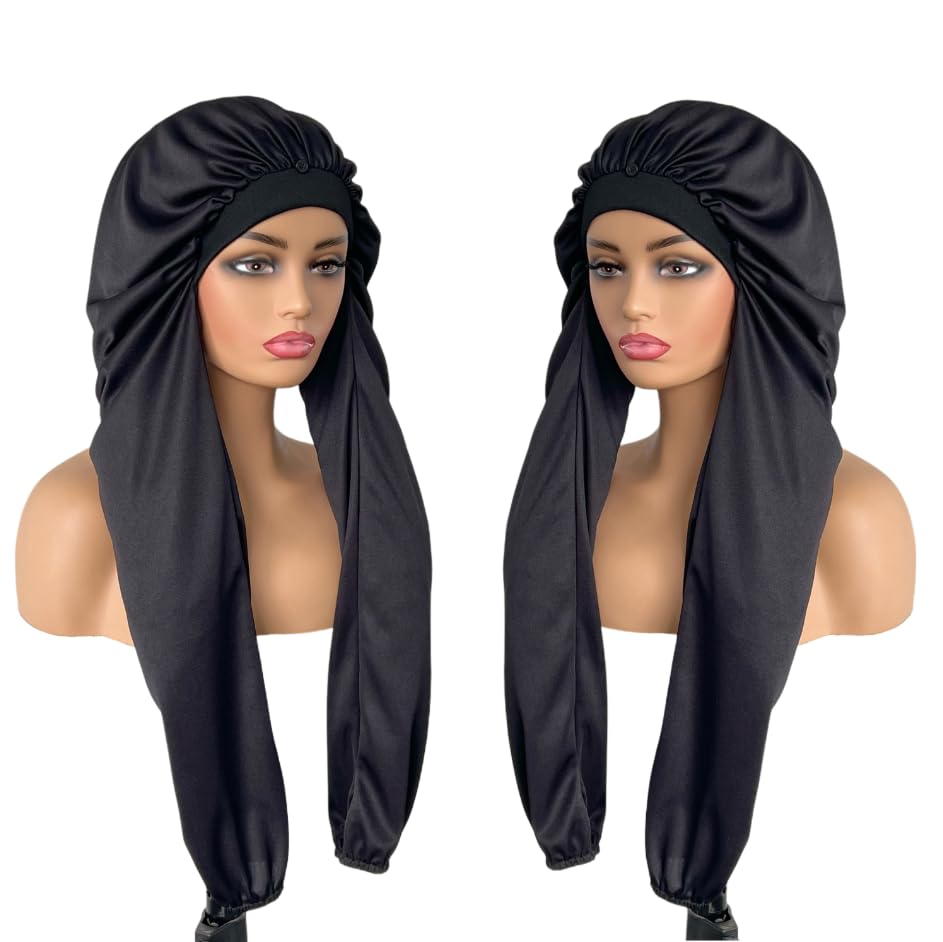 Limited Beauty bonnet sleeping long braids fabric texture close-up shows soft, water-resistant material